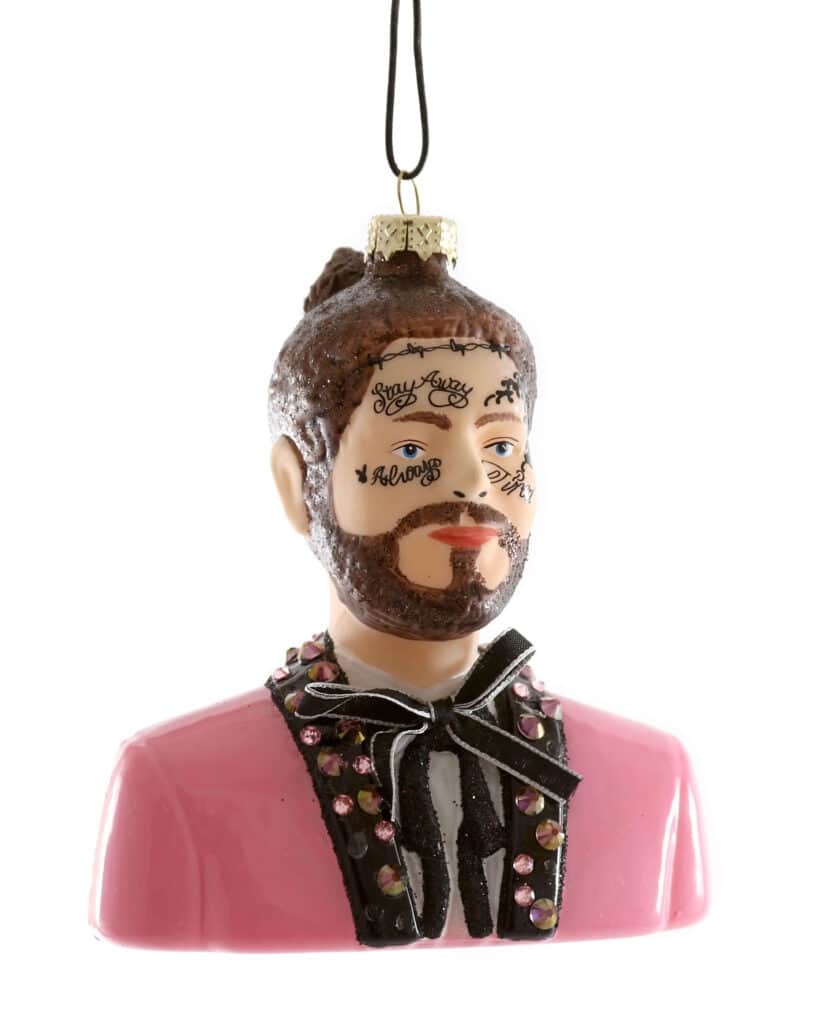 Christmas bauble in the shape of singer Post Malone