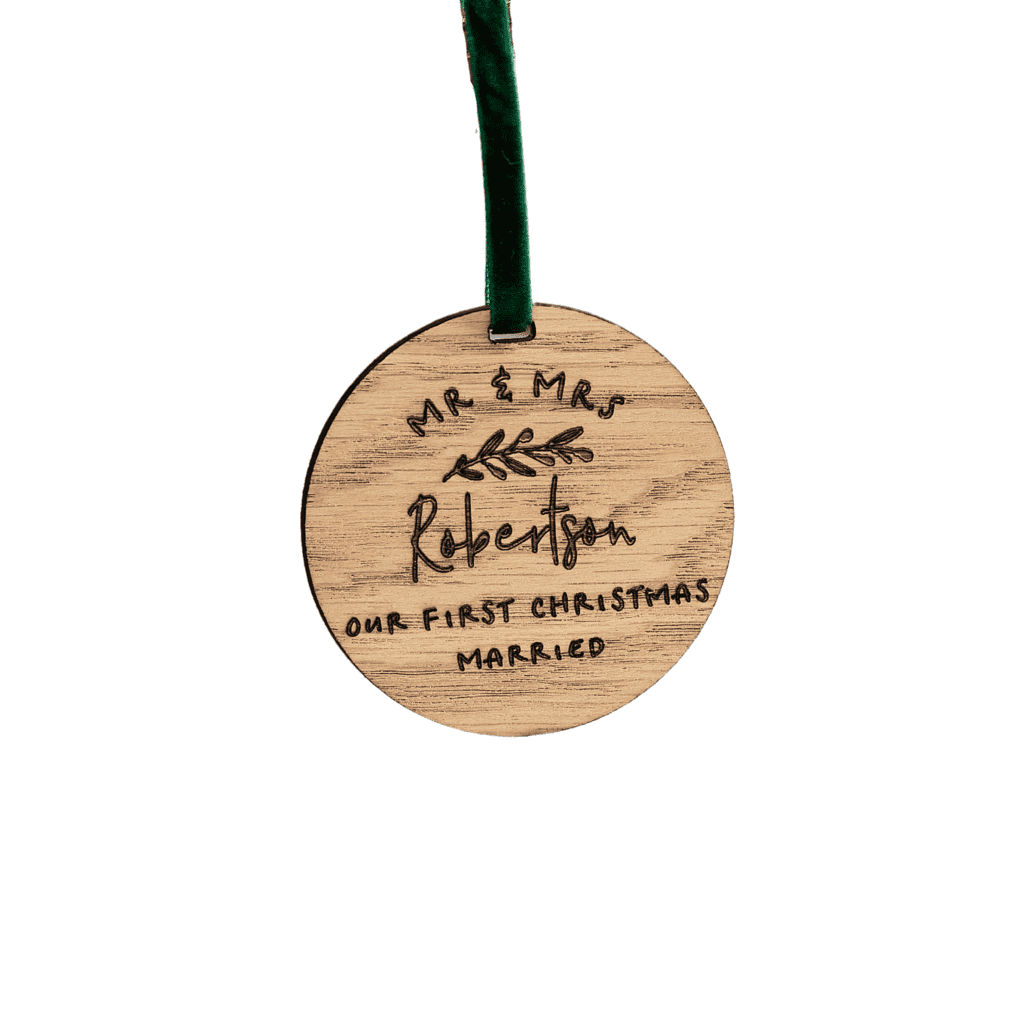 First Married Christmas wooden decoration