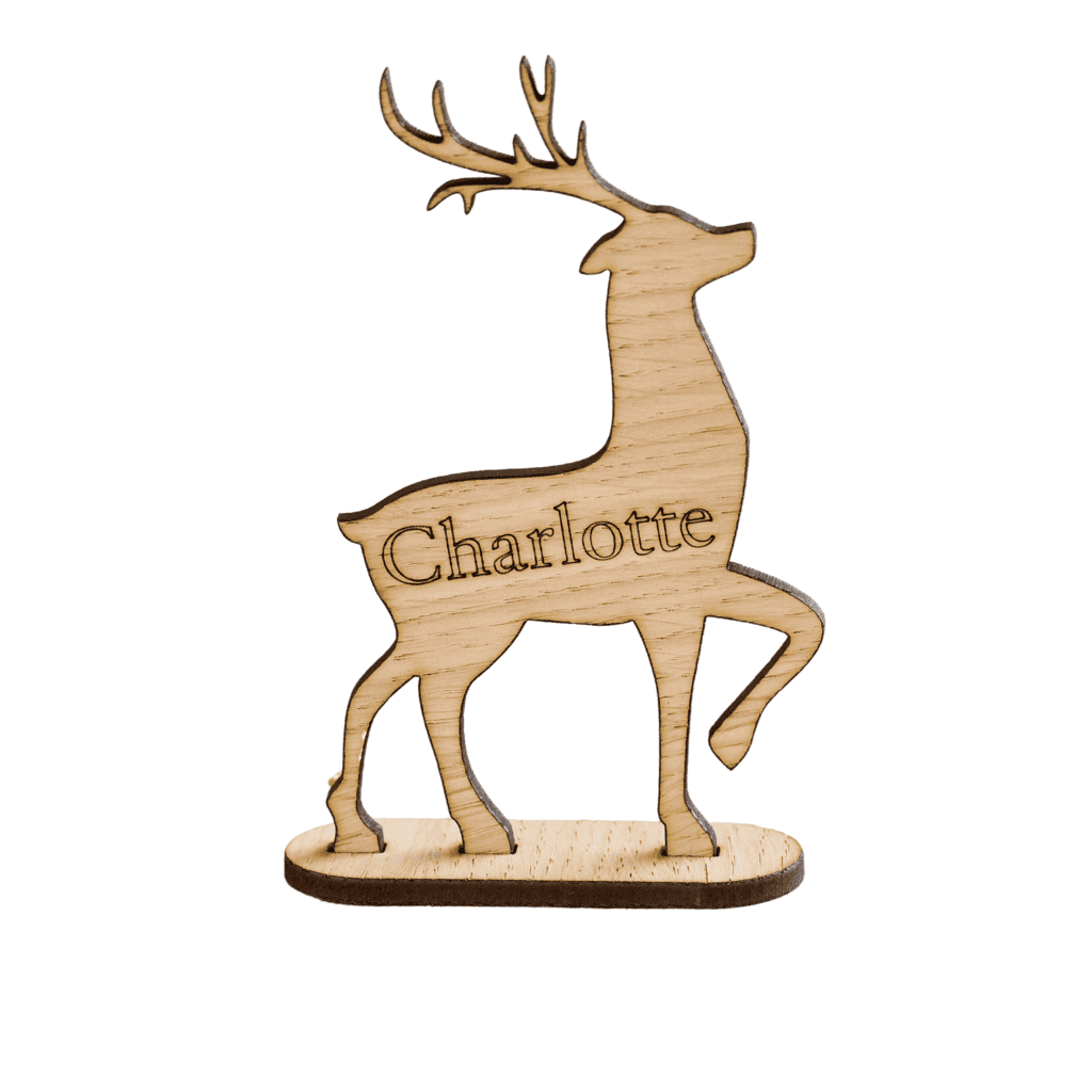 Wooden personalised reindeer shaped Christmas Decoration