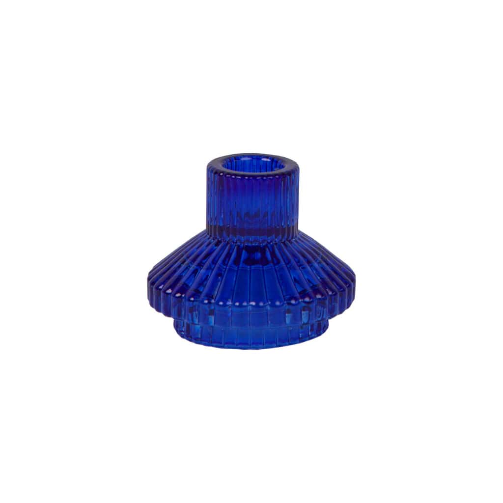 Blue glass candle holder