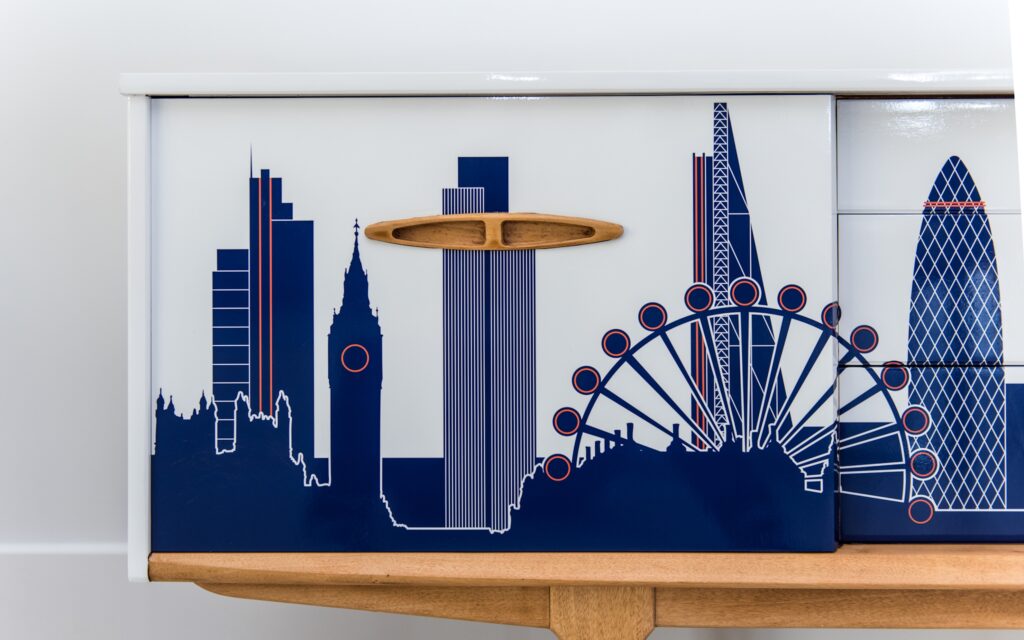 Mid Century modern sideboard upcycled for Joanne Jeyes Interiors